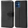 Verco custodia per iPhone 12 Mini [5.4], Case per Apple iPhone 12 Mini Cover PU Pelle Portafoglio Protettiva, Nero