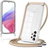 Coalbooliy Trasparente Cover con Cordino per Samsung Galaxy A53 5G,Custodia con Regolabile Laccio Collo Tracolla Corda Cinghia,Ultra Sottile TPU Silicone Antiurto AntiGraffio Case,Cachi