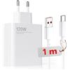 Three Stars Caricatore da 120 W Ricarica Rapida USB C e Cavo 1 M - Compatibile con iPhone + Samsung + Xiaomi + Redmi - Ricarica Rapida Tipo C 6A Adattatore Parete Originale - Colore Bianco | 3-Stars