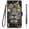 Grandoin Custodia per iPhone 11, Custodia Retro Flip Case Portafoglio Creativo Disegni Cover in con Chiusura Magnetica + TPU Silicone Posteriore per iPhone 11 (6,1 Pollici) (Leone)
