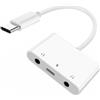NFHK Scheda audio da USB-C a doppia scheda audio AUX e microfono da 3,5 mm con adattatore di ricarica PD compatibile con computer portatili, tablet, telefoni