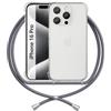 ANFAIRLACE Cover Cordino Compatibile con iPhone 16 Pro, Custodia Trasparente TPU Morbido Silicone Laccio Chiaro Case, Grigio