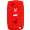 SALPIE COVER CHIAVE PORTACHIAVI GUSCIO compatibile con CITROEN C2 C3 C4 C5 PICASSO 2 TASTI PEUGEOT 107 206 207 307 308 406 407 TELECOMANDO (Rosso 3 Tasti, COVER SILICONE)