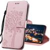 IMIRST Cover per OPPO A74 (6.43) Smartphone, Custodia in Pelle OPPO A74 4G, Custodia a Portafoglio con i Disegni in Rilievo per OPPO A74 4G / F19 4G. KT1 Wish Tree Pink