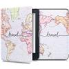 kwmobile Custodia eReader Compatibile con Kobo Nia Cover - eBook Reader Flip Case - nero/multicolore - Mappa del mondo