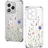 Nuxiady Cover per Honor 400 Lite 5G Sottile silicone TPU Trasparente Antiurto Case Fiore Disegni Antigraffio Bumper Cover per Honor 400 Lite 5G, Foglia di Margherita