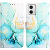 COTDINFOR Compatible with Motorola Moto G73 Custodia Libro PU Pelle Portafoglio Slot Schede Chiusura Magnetico Antiurto Flip Cover per Moto G73 Marble Verde YB.