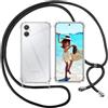 ISOI Cover con Cordino per Samsung Galaxy A06 4G, Custodia Trasparente con Collana Tracolla Laccio Collo Ultra Sottile Morbido TPU Silicone Antiurto AntiGraffio Case, Nero