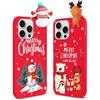 ZhuoFan [2 pezzi Natale Cover per iPhone 13 Pro 6,1, Custodia Protettiva Rosso Silicone Modello di Natale con Ultra Sottile TPU Antiurto Case per iPhone 13 Pro, Pupazzo di neve di Natale di Alce