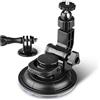 HSU Supporto a ventosa per auto compatibile con videocamere GoPro Hero 11/10/9/8/7/6/5/4/3, Osmo Action, Insta 360, perfetto per parabrezza e finestrini