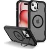 IMEIKONST Cover Magnetica per iPhone 15 Plus con Supporto Obiettivo in Metallo, TPU + PC 3-in-1 Militare Grado Protezione Antiurto Armor Matte Traslucida Custodia per iPhone 14 Plus. Nero HYF