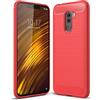 Cruzerlite Xiaomi Pocophone F1 Custodia, Carbon Fiber Shock Absorption Slim TPU Cover for Xiaomi Pocophone F1 (Red)