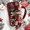 Krdvekm Cover con Cordino per iPhone 16 Pro 6,3'' Babbo Natale, Silicone Rosso Custodia Aesthetic Christmas Print Femmina Mädchen Modello Disegni Collana Protezione Fotocamera Protettiva Case