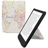 kwmobile Custodia protettiva in ecopelle per e-reader Pocketbook Verse/Pro/Color/Vivlio Light - Custodia a libro per e-reader in nero/multicolore - Mappa del mondo