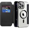 IMEIKONST Cover Magnetica per iPhone 12 Pro con Slot per Carte, [Compatibile con MagSafe] [Blocco RFID] Custodia in Pelle PU Portafoglio Flip Trasparente Case per iPhone 12 Pro. Nero JDCX