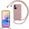 Beajew Custodia per Xiaomi Poco M3 Pro/Redmi Note 10 5G Cover con Regolabile Rimovibile Corda da Catena Collana Necklace Antiurto Cordino Collari per Xiaomi Poco M3 Pro/Redmi Note 10 5G, Rosa Sabbia