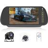Hikity Telecamera Retromarcia Wireless con Monitor per Auto da 7 Pollici, Visione Notturna HD 1080P 170 ° Grandangolare Impermeabile IP66 Telecamera Posteriore per Camion Suv Furgoni