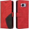 Fatcatparadise Cover per Samsung Galaxy S8, Flip Caso in PU Pelle Case Cover Libro Portafoglio Protettiva Custodia con TPU Sottile Antiurto,[Kickstand][Slot per Schede][Chiusura Magnetica] (Rosso)