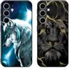 DiaryTown 2 Pezzi Cover per Samsung Galaxy A56 5G Custodia Nero Silicone Morbida Gomma Ultra Back Case con Disegno Motivi Antiurto Protettivo Cover per Galaxy A56 5G - Lupo & Leone