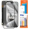 AGCUT Display LCD OLED per iPhone 15 Pro Max LCD Display per iPhone 15 Pro Max A2849 A3105 A3106 A3108 6,7 Schermo di Ricambio 3D Touch Digitalizer Touchscreen Assembly con Strumenti, Nero