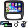 VECHTEL 4G&128G 9 Autoradio per Renault Trafic/Opel Vauxhall Vivaro 2014-2019 con Carplay Android Auto Wireless Android 15,Bluetooth RDS/FM Radio,Mirror link,Wi-Fi GPS Navi,Telecamera posteriore AHD