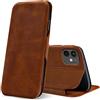 Verco Case per Apple iPhone 12 Mini Custodia [5.4 pollice], Cover a Libro Pelle PU per iPhone 12 Mini Custodia Premio Booklet Protettiva, Marrone