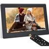 TSITSC Cornice digitale da 10,5 pollici, 1280 x 720 IPS, schermo elettronico, calendario/funzione orologio/musica/lettore foto/video con telecomando, supporta scheda USB/SD (nero)