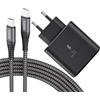 JupptElectronics Caricatore USB C da 45W Caricatore Rapido per Samsung Galaxy S23+, S23 Ultra, S22+, S22 Ultra, S21 Ultra, Note10+, Tab S8, S8+, S8 Ultra, Tab S7/S7 FE, con cavo di Ricarica in Nylon 100W USB-C 5A 2M