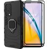 ESTH® Custodia per OnePlus Nord 2 5G con 2 Pezzi Pellicola Protettiva, 360° Rotante Staffa [Compatibile con Supporto Magnetico per Auto], Cover Paraurti PC+TPU, Nero