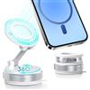 Row&Keep Porta Cellulare Auto Magnetico, Supporto per Cellulare a Ventosa con 360° Rotazione e Magnete 20x N52, Supproto Telefono Auto Magnetico Compatibile con iPhone 16 15 14 13 12 Pro Max, Bianco