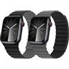 HITZEE Cinturino Magnetico Due Lati Compatible con Cinturino Apple Watch 42(S10)/41/40/38mm, Band in Silicone per iWatch Serie 10 9 8 7 SE 6-1 (42/41/40/38, Nero/Grigio)