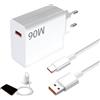 Quvxzy 90 W Super Fast Charger with 6 A USB-C Cable, Caricatore i 90 W Ultra Powerful Fast Charging