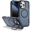 IMEIKONST Cover Magnetica per iPhone 16 Pro Max con Supporto Obiettivo in Metallo, TPU + PC 3-in-1 Militare Grado Protezione Antiurto Armor Matte Custodia per iPhone 16 Pro Max. Blu Zaffiro HYF