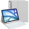 KVTVOU Custodia per tastiera iPad Air 11 2026/2025/2024 per iPad Air 5/4a generazione 2022/2020 10,9 pollici, tastiera Bluetooth retroilluminata a 7 colori (RGB), layout QWERTZ, grigio