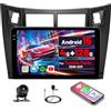 Inefala [4G+128G]Inefala Android 15 Autoradio per Toyota Yaris 2008-2011 con Wireless Carplay Android Auto, 9 Pollici Touchscreen Stereo Auto Bluetooth con Navi GPS WiFi RDS/FM SWC Retrocamera Mic