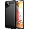 Generico COVER CARBON LOOK compatibile con SAMSUNG GALAXY A12 - CUSTODIA SILICONE NERO