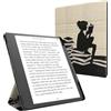 kwmobile Cover per Amazon Kindle Scribe (2022/2024) Cover - Custodia eBook Reader Verticale - Case eReader in Pelle PU - Chiusura Magnetica e Porta Penna - Ragazza e Libri