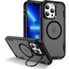 IMEIKONST Cover Magnetica per iPhone 13 Pro con Supporto Obiettivo in Metallo, TPU + PC 3-in-1 Militare Grado Protezione Antiurto Armor Matte Traslucida Custodia per iPhone 13 Pro. Nero HYF