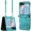 Hauw Cover per Galaxy Z Flip7 5G,Custodia in Pelle Antiurto Slim Fit con Tracolla Compatibile con Samsung Galaxy Z Flip7 5G,Verde