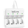Battsea Caricabatterie rapido 5V 2A con cavo di ricarica USB Type-C per batterie ricaricabili battsea CRI23A 750mAh / 900mAh (4 canali di ricarica indipendenti)