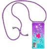 YAMCCCSE Custodia con Cordino per Motorola Moto G10 / G20 / G30,Liquid Quicksand Cover con Collana Practical Stylish,Silicone Liquido Antiscivolo Case per Cellulare Girocollo，Blu + Viola
