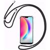 BestST Cover con Cordino per Motorola Moto E6S Custodia con Collana,Leggero Soft Angoli Rinforzati Bumper con Laccio Tracolla,Elegante Necklace Case,Nero