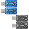 Be In Your Mind 4 Pezzi Scheda Audio Stereo USB 5.1 Esterna con Porte Per Cuffie E Microfono Da 3,5 Mm Adattatore Audio Virtuale 3D A 5.1 Canali Compatibile con Windows 2 Nero E 2 Blu