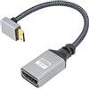 RIIEYOCA Cavo adattatore da mini-HDTV a HDTV 4K, angolo di 90 gradi, mini maschio a HDTVS femmina, cavo intrecciato in nylon corto, supporto 4K UHD, per laptop, proiettore, TV, monitor(20 cm)