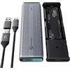 PHIXERO M.2 NVME SATA SSD Enclosure, 10 Gbps senza attrezzi Adattatore USB NVME USB 3.2 Gen 2 in alluminio per NVMe PCIe e AHCI SATA M-Key/B&M-Key 2230/2242/2260/2280 (Grigio)