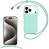 FERLAN Custodia per iPhone 17 Pro Max/iPhone 18 Pro Max Cover con Cordino,verde | Custodia con Laccio Collana Tracolla Regolabile Sottile Silicone Morbido TPU Bumper Antiurto AntiGraffio Protettiva Case
