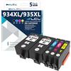 LCL Cartucce d'inchiostro Compatibile 934XL 935XL 934XLBK C2P23AE C2P24AE C2P25AE C2P26AE (2KCMY) Sostituzione per HP Officejet Pro 6830 6230 6815 6835 6812 6820 6220 6836 OfficeJet 6220 6800