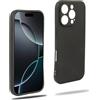 REY Cover in Gel TPU Nera per iPhone 16 PRO, Ultra Sottile 0,33 mm, Morbido Flessibile, Custodia Silicone