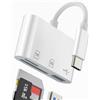 HOYULLI Lettore Scheda USB C a SD Adattatore USB OTG Cavo per iPhone16 15 Pro Max Micro SD Card Reader per Apple Tipo C Fotocamera Memory TF Memoria MacBook per iPad Compatibile con Samsung S24 S23