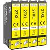 KING OF FLASH Cartucce d'inchiostro di ricambio per Epson 27XL da utilizzare con WorkForce WF-7720 WF-7210 WF-7710 WF-3620 WF-3640 WF-7110 WF-7610 WF-7620 WF-7715 (4 gialle)